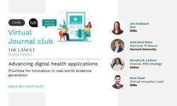 Virtual Journal Club discussion on “Advancing digital health applications” with  Jennifer Goldsack, Ariel Dora Stern, Nirosha Lederer, and Smit Patel.